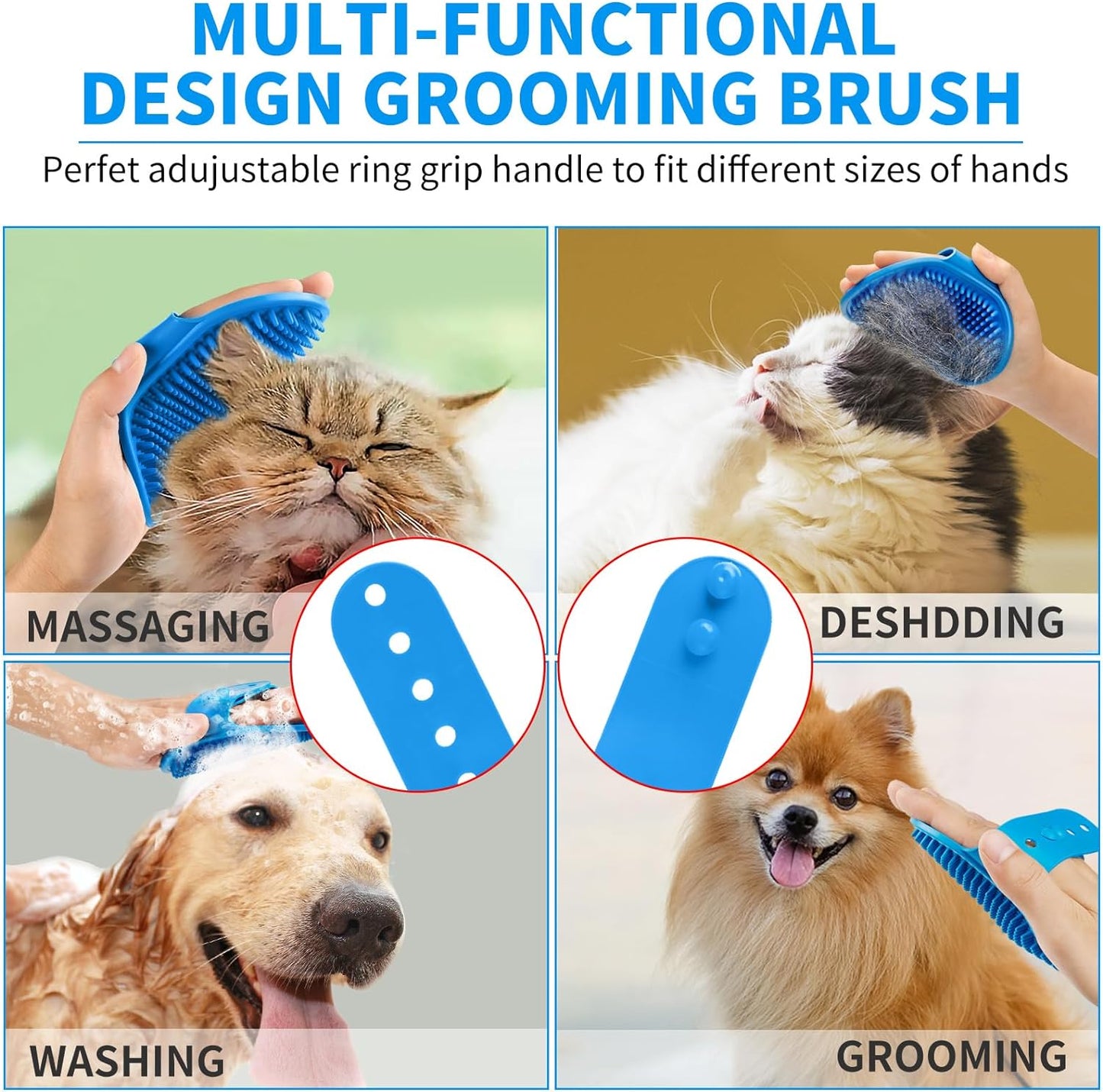 3 Piece Grooming Brushes for Short & Long Haired Pets-  (Blue Blue White)