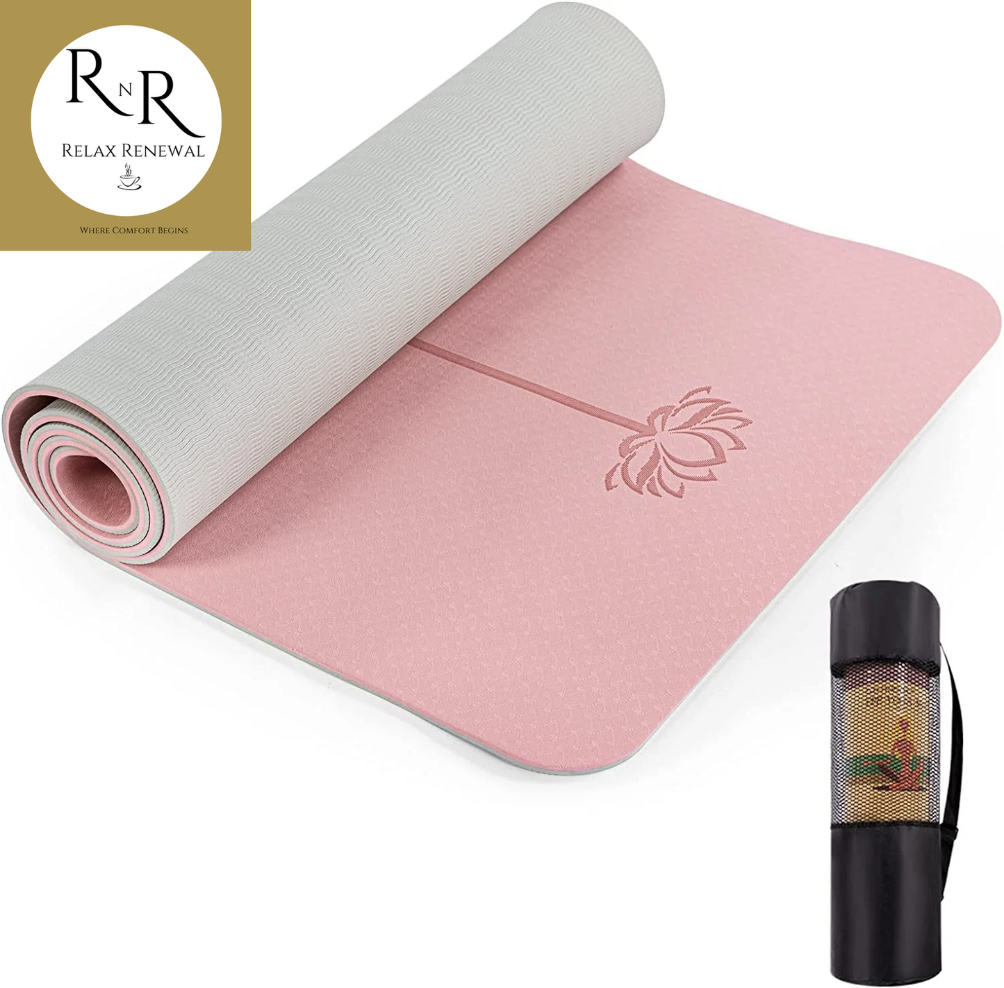 Yoga Mat Extra Thick 1/3'' Non Slip Yoga Mats for Women Eco Friendly TPE Fitness Exercise Mat with Carrying Sling & Storage Bag